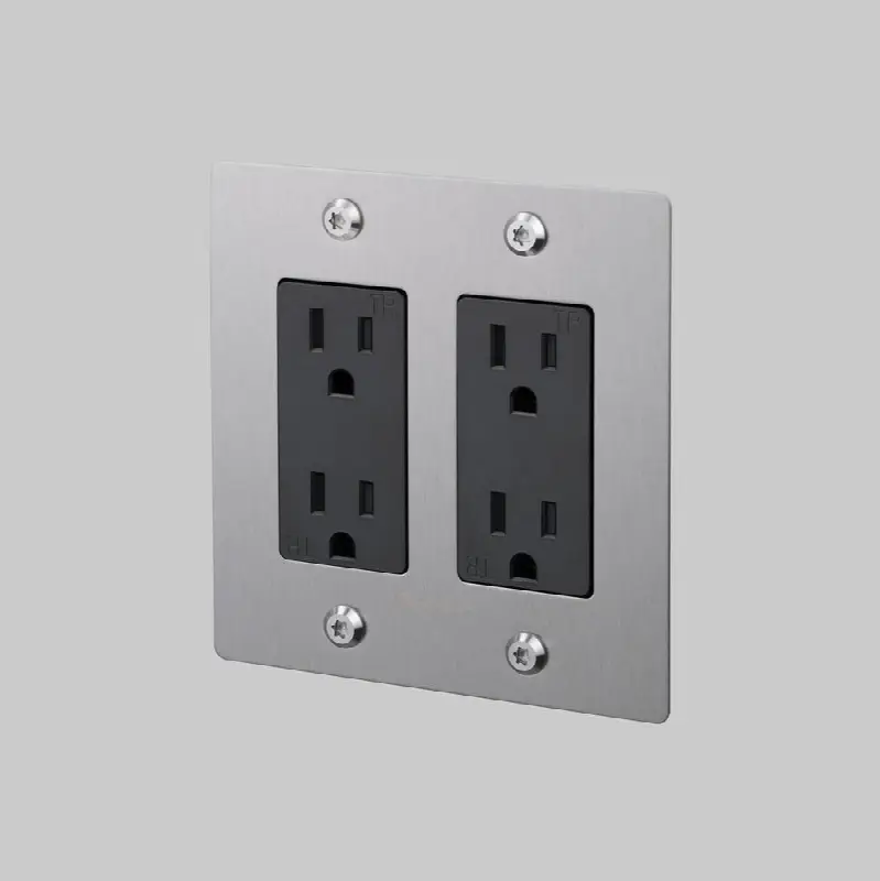 2G Duplex Outlet / Linear / With Logo / Steel