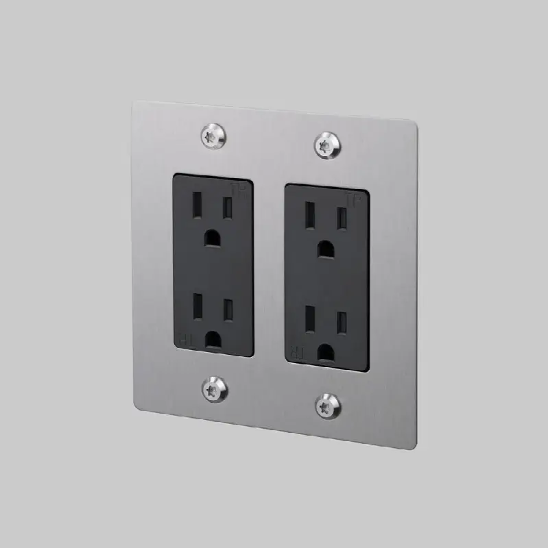 2G Duplex Outlet / Linear / Without Logo / Steel