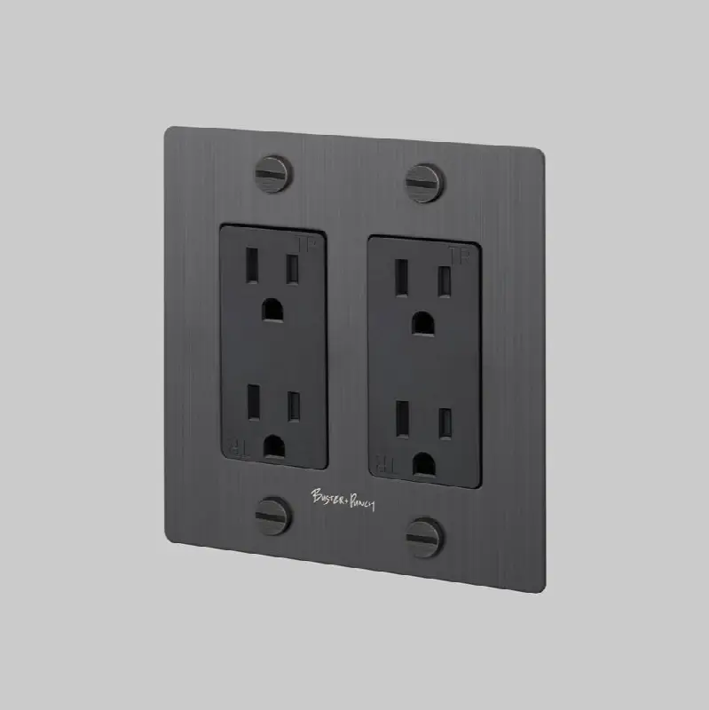 2G Duplex Outlet / Cross / With Logo / Smoked Bronze