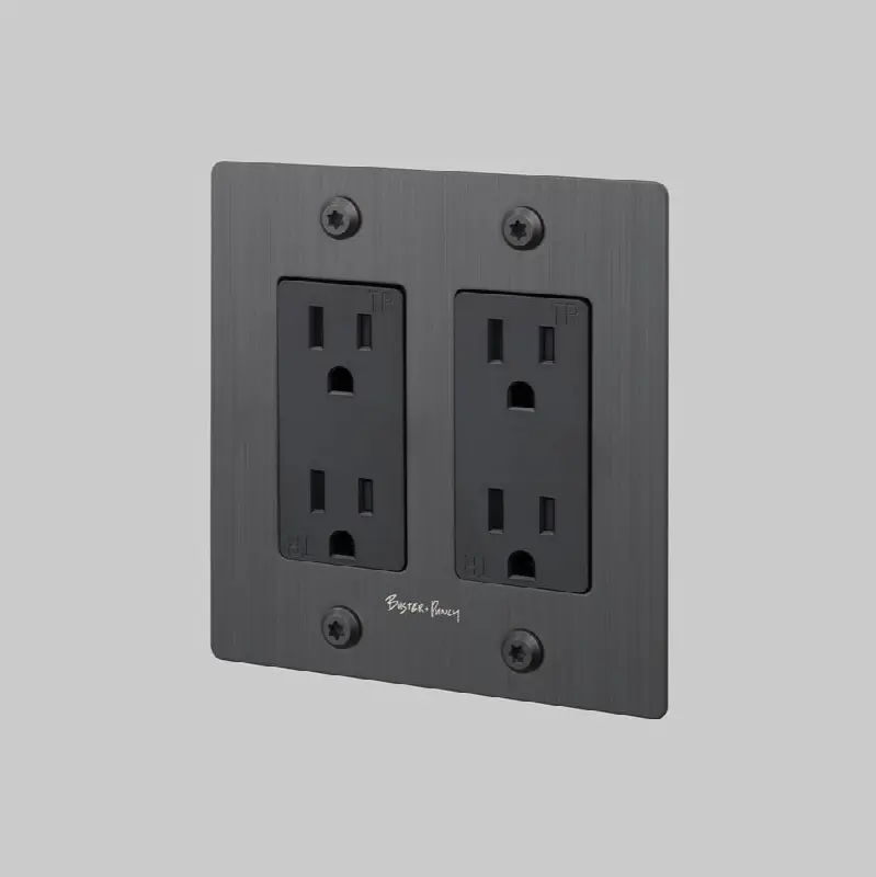 2G Duplex Outlet / Linear / With Logo / Smoked Bronze