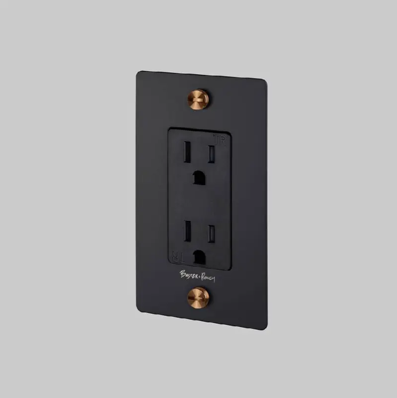1G Duplex Outlet / Cross / With Logo / Black / Warm Sunset