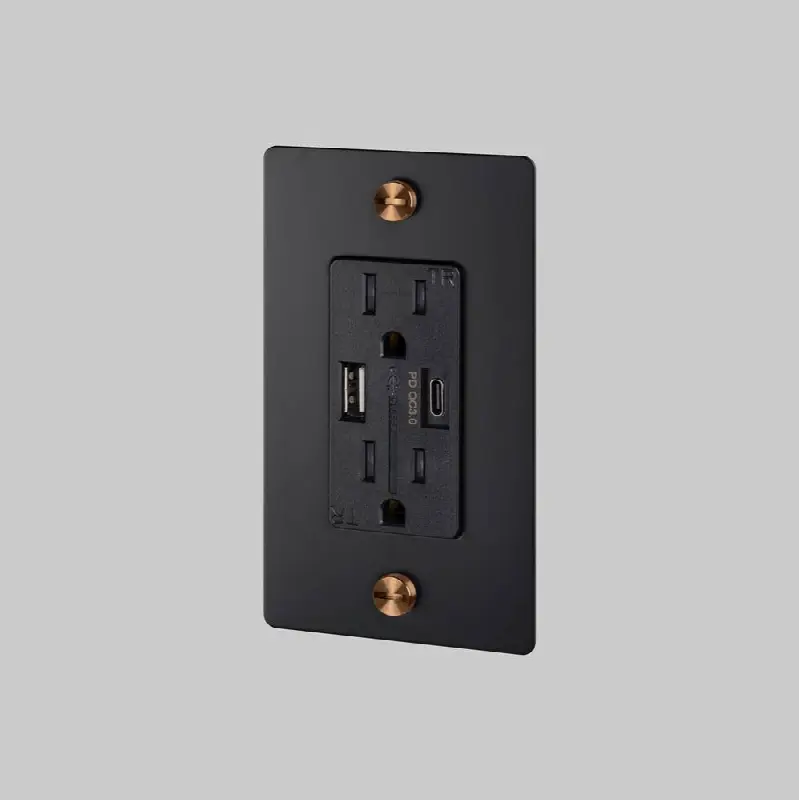 1G Duplex Outlet / USB A Plus C / Cross / Without Logo / Black / Warm Sunset