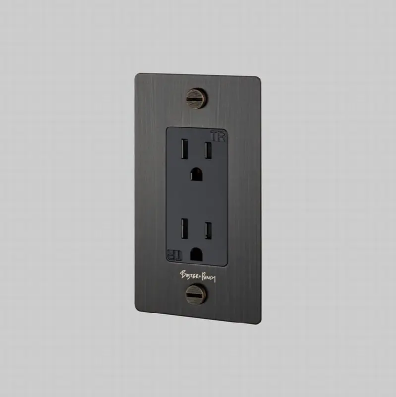 1G Duplex Outlet / With Logo / Smoked Bronze