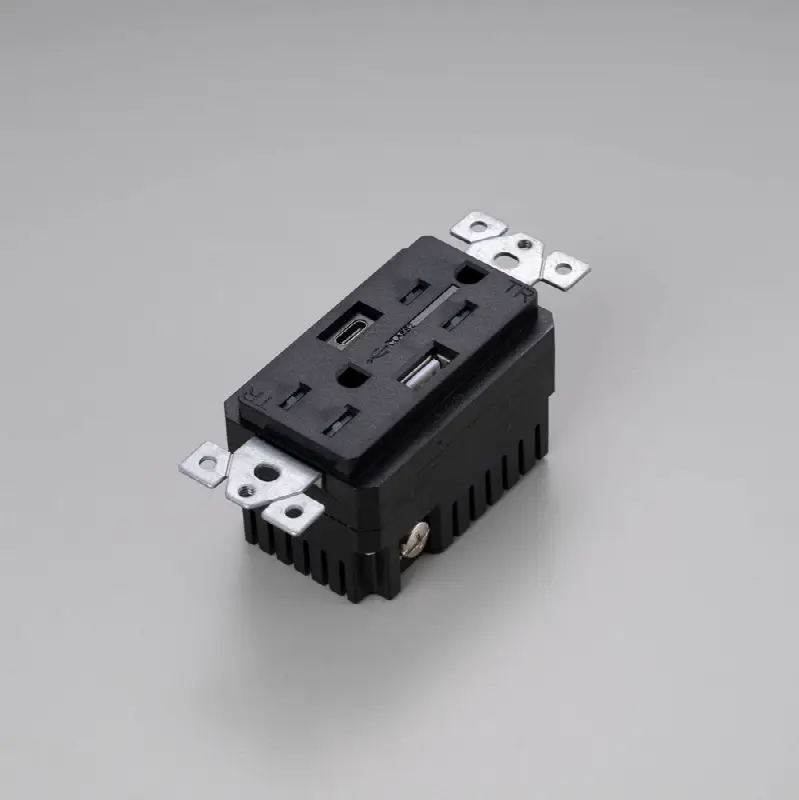 Outlet Module / Duplex and 2 USB-A plus C / Black
