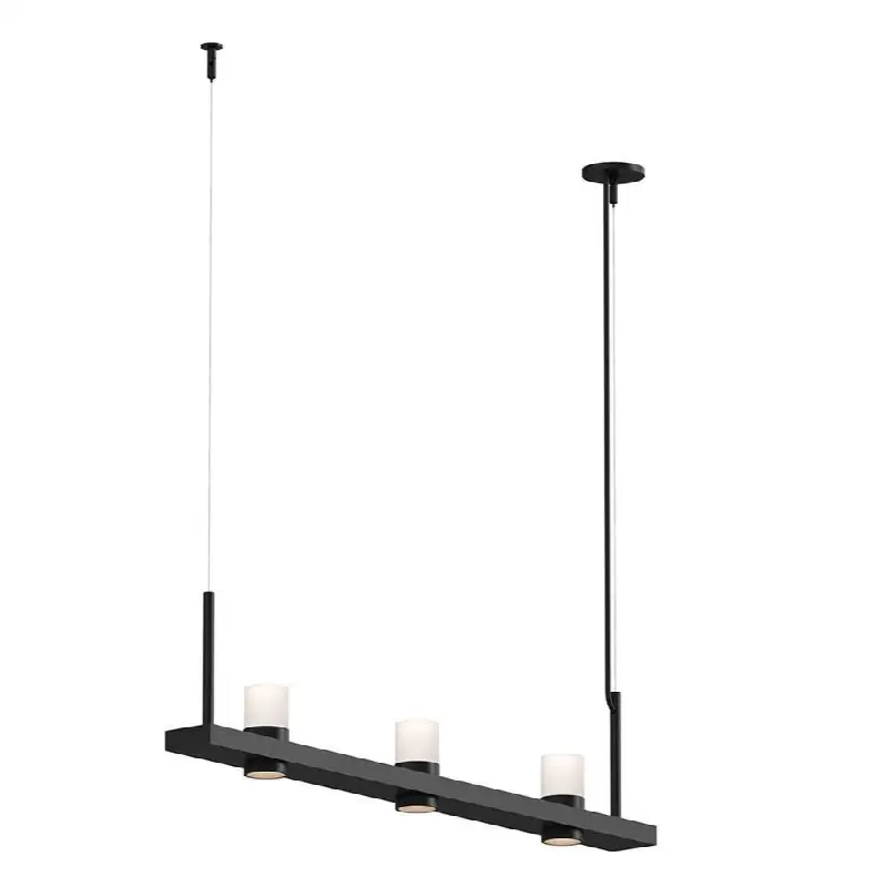 4" Linear LED Pendant with Etched Cylinder Uplight Trim