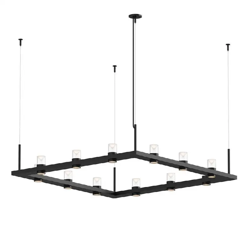4" Square LED Pendant with Clear w/Cone Uplight Trim