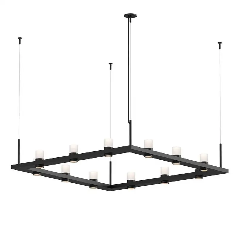 4" Square LED Pendant with Etched Cylinder Uplight Trim