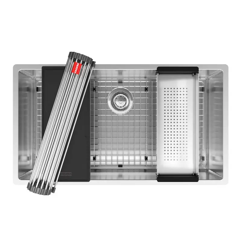 Cube 31.5-in. 18 Gauge Stainless Steel Undermount Single Bowl Workcenter Kitchen Sink