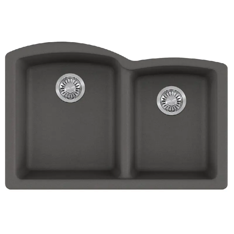 Ellipse 33.0-in. x 21.7-in. Fragranite Undermount Double Bowl Kitchen Sink in Slate Grey