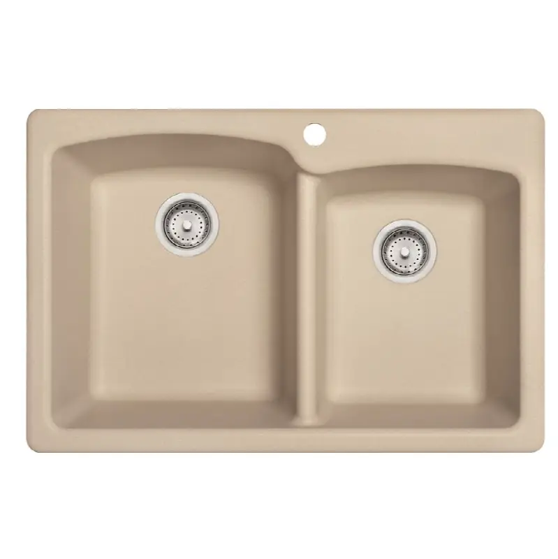 Ellipse 33.0-in. x 22.0-in.Fragranite Dual Mount Double Bowl Kitchen Sink in Champagne