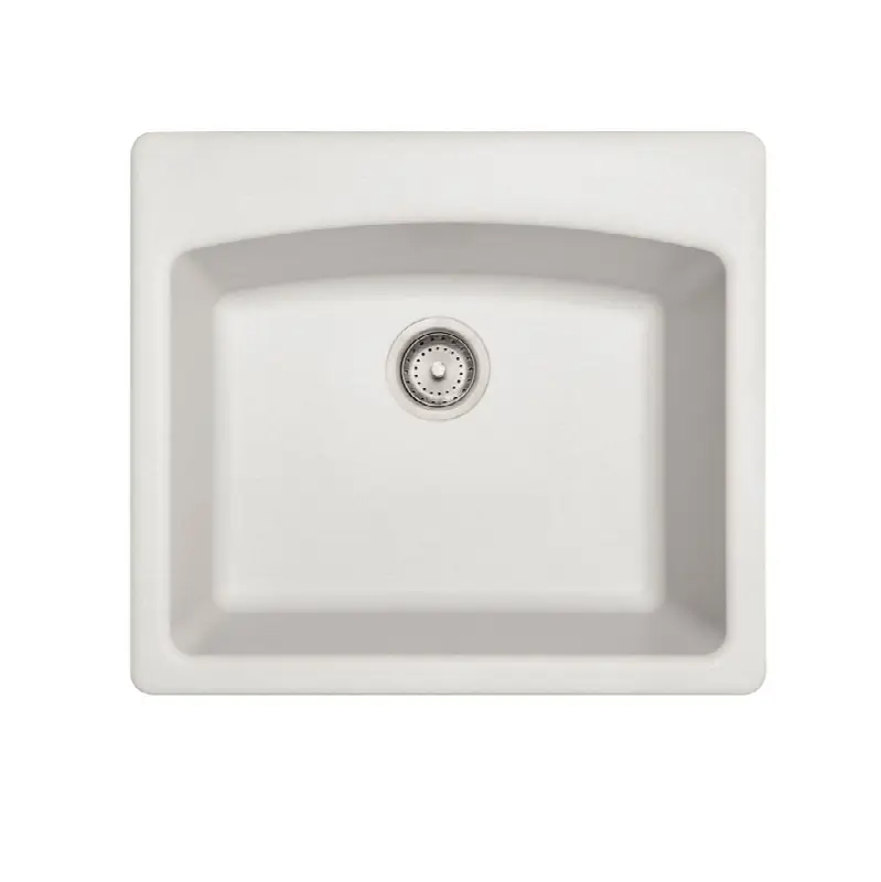 Ellipse 25.0-in. x 22.0-in. Polar White Fragranite Dual Mount Single Bowl Kitchen Sink - ESPW25229-1
