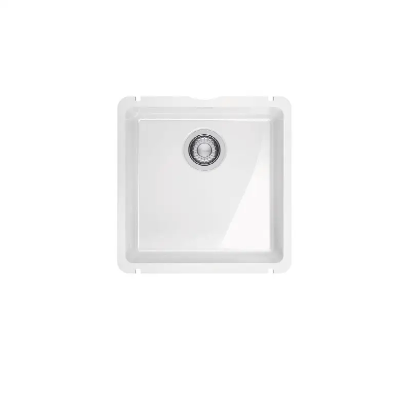 KubusX 17.5-in. Fireclay Ceramic Undermount Single Bowl Kitchen Sink in Glossy White