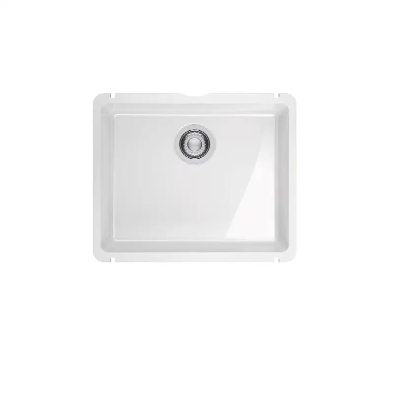 KubusX 21-in. Fireclay Ceramic Undermount Single Bowl Kitchen Sink in Glossy White