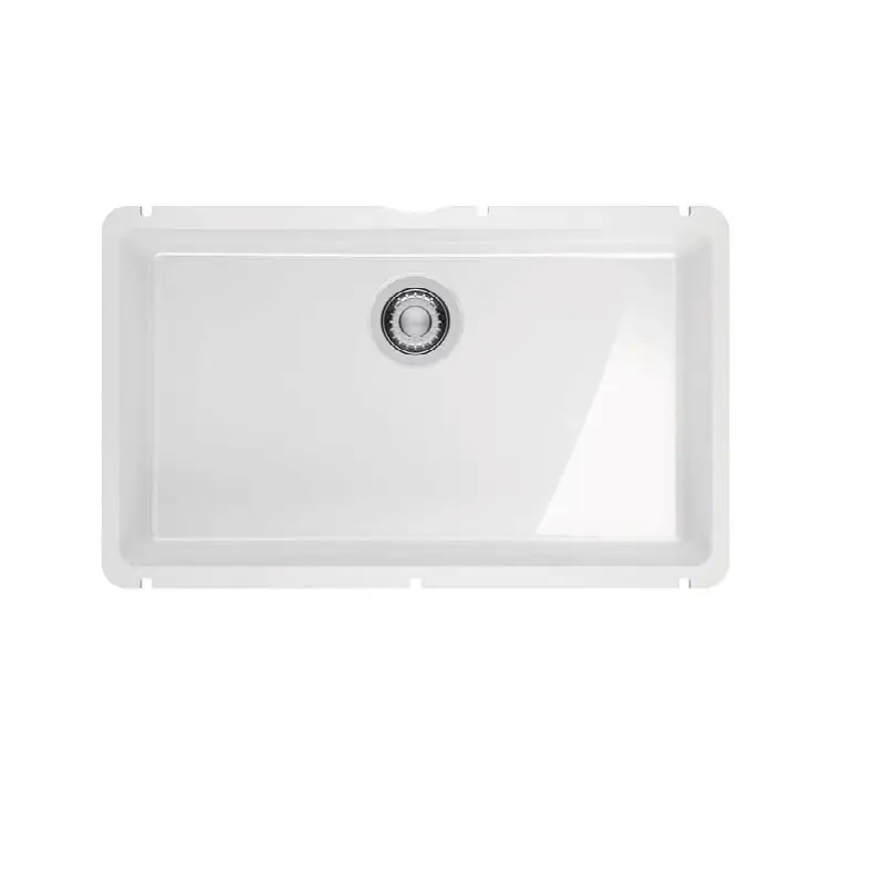 KubusX 29-in. Fireclay Ceramic Undermount Single Bowl Kitchen Sink in Glossy White