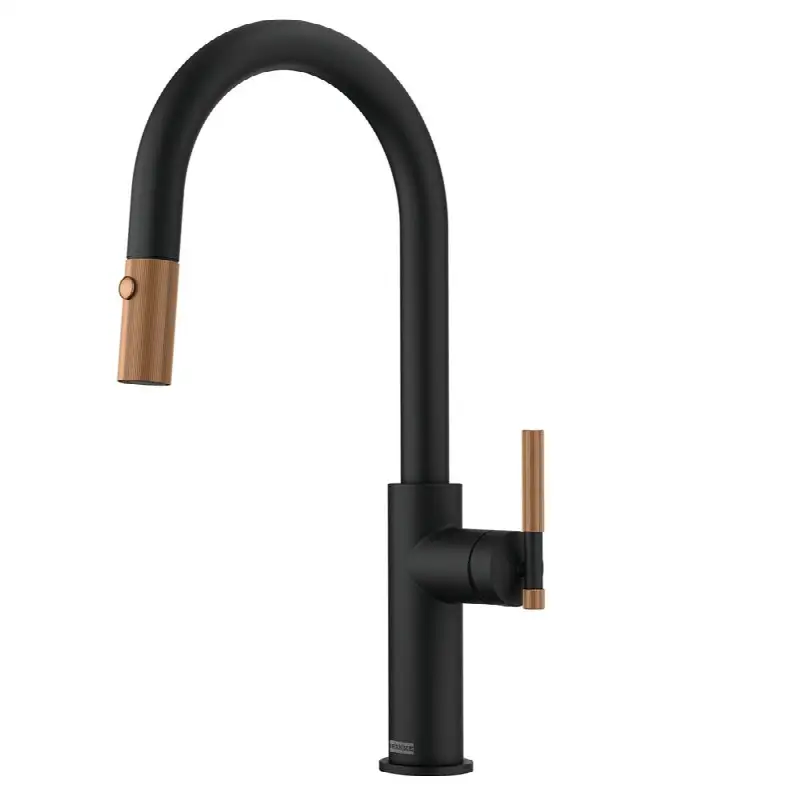 Maris Stripes 16.75-inch Single Handle Pull-Down Spray Faucet in Matte Black