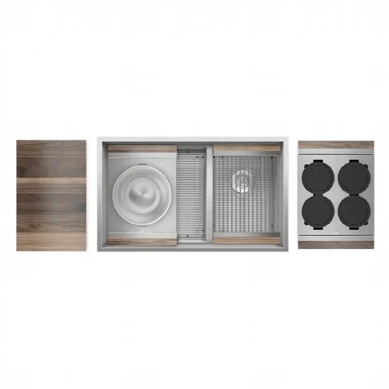Smartstation Kit, Undermount Sink, Walnut Acc, Dbl L18X18X10 R12X18X10