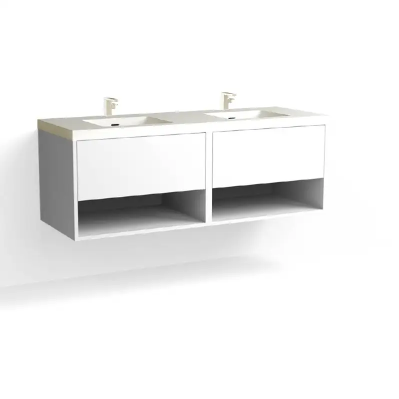 Modo Vanity, 60" Wide, 20" High in C1 White