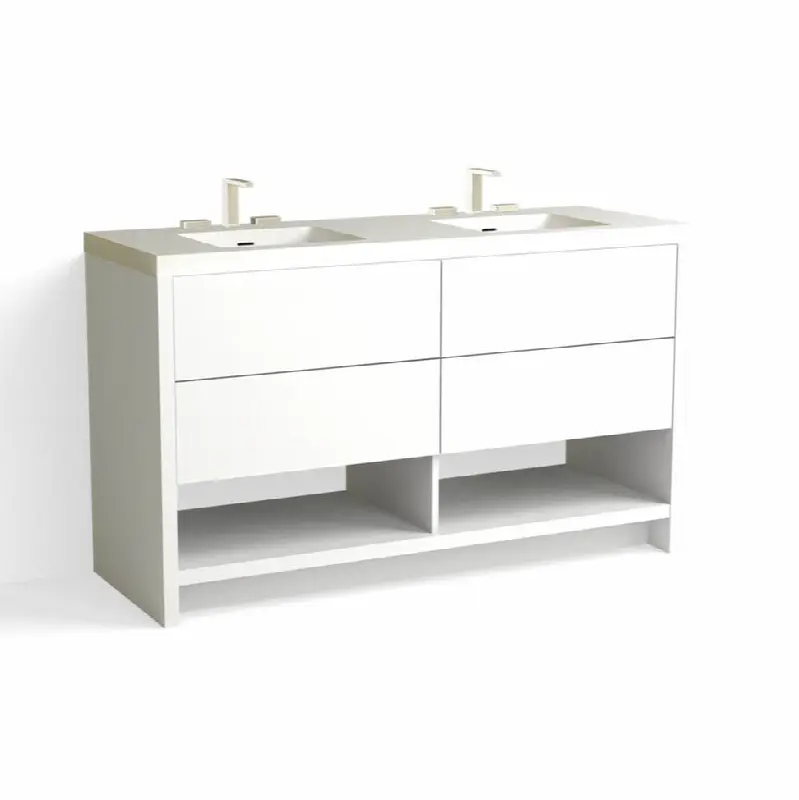 Vue Vanity, 60" Wide, 34" High in C1 White