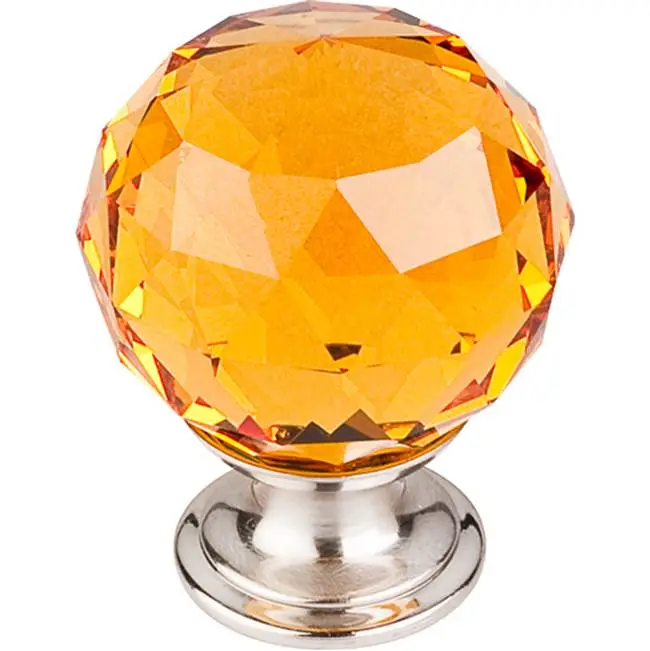 Amber Crystal 1 3/8" Diameter Round Knob