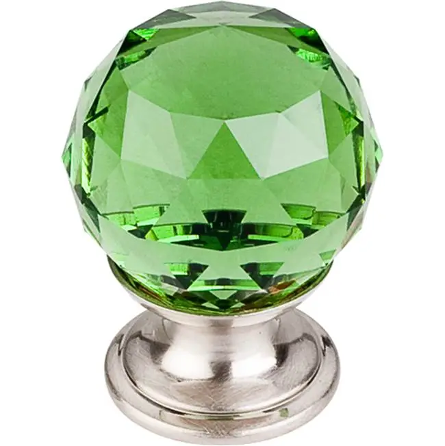 Green Crystal 1 1/8" Diameter Round Knob