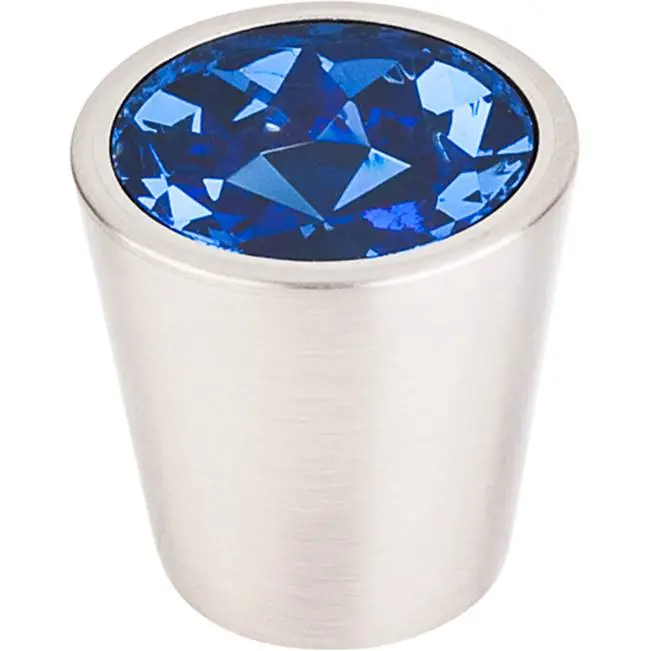 Blue Crystal Center 1 1/16" Diameter Round Knob