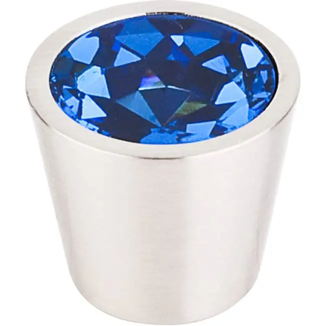 Blue Crystal Center 13/16" Diameter Round Knob