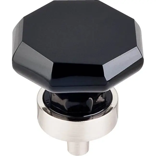 Black Octagon Crystal 1 3/8" Diameter Round Knob