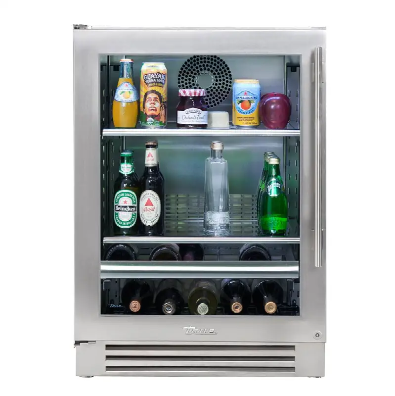 Stainless Glass - 2 Glass Shelves, 1 Wine and Floor Cradle- Hinge Left (L)