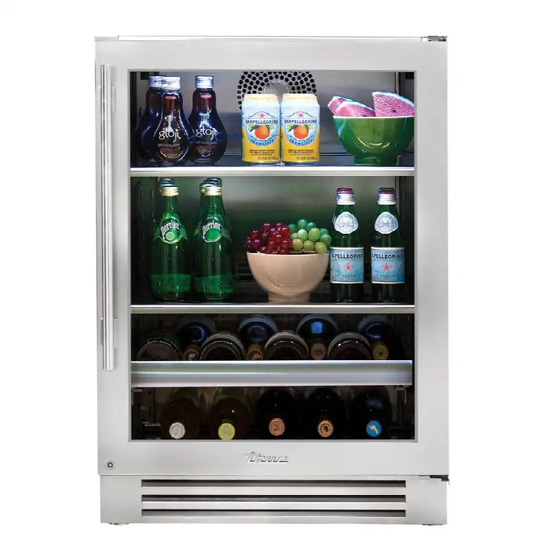 Stainless Glass - 2 Glass Shelves, 1 Wine and Floor Cradle- Hinge Right (R)