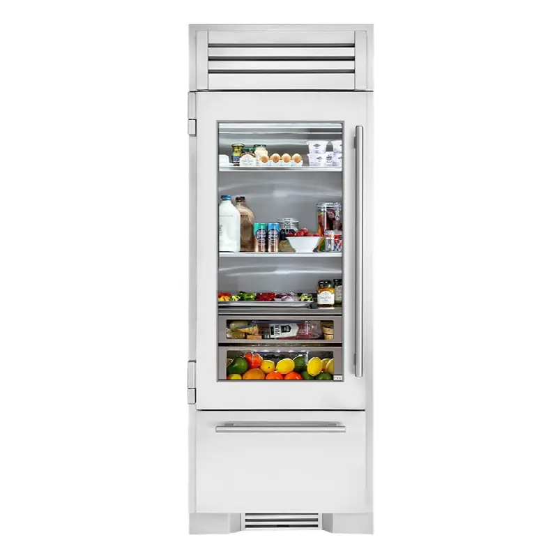 30Inch Refrigerator/Bottom Freezer - Stainless Glass Door - Hinged Left (L) - Integrated Ice Maker