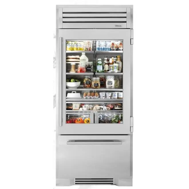 36 Inch Refrigerator/Bottom Freezer - Stainless Steel - Stainless Glass Door - Hinged Left (L)