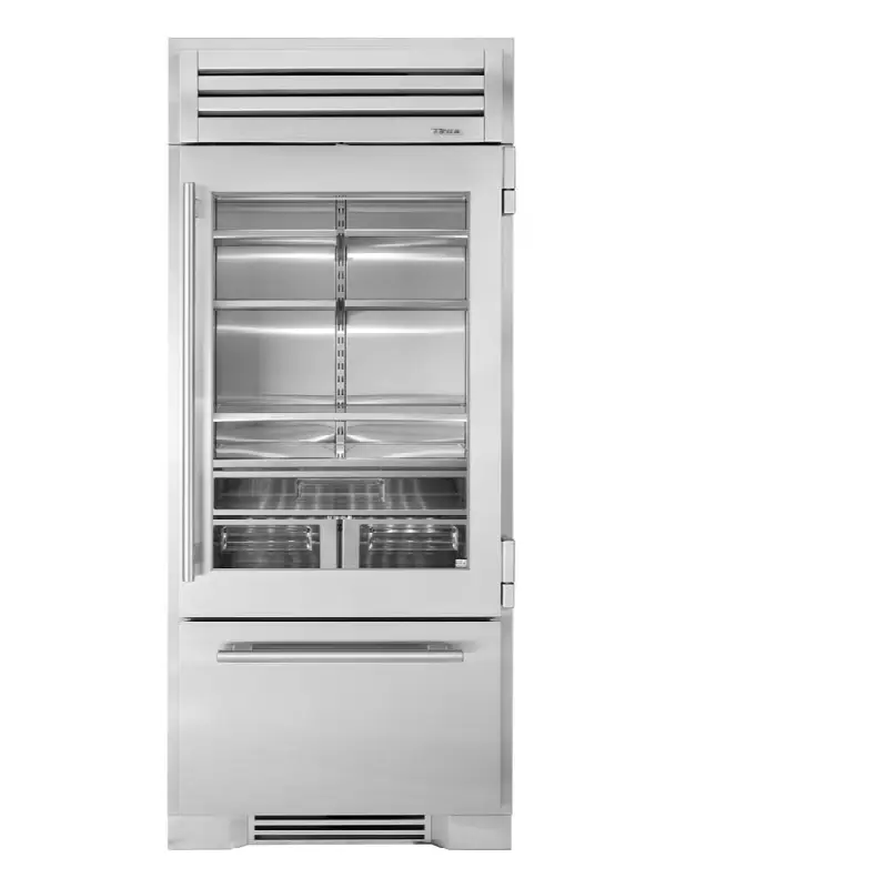 36" Refrigerator/Bottom Freezer - Stainless Steel - Stainless Glass Door - Hinged Right (R)