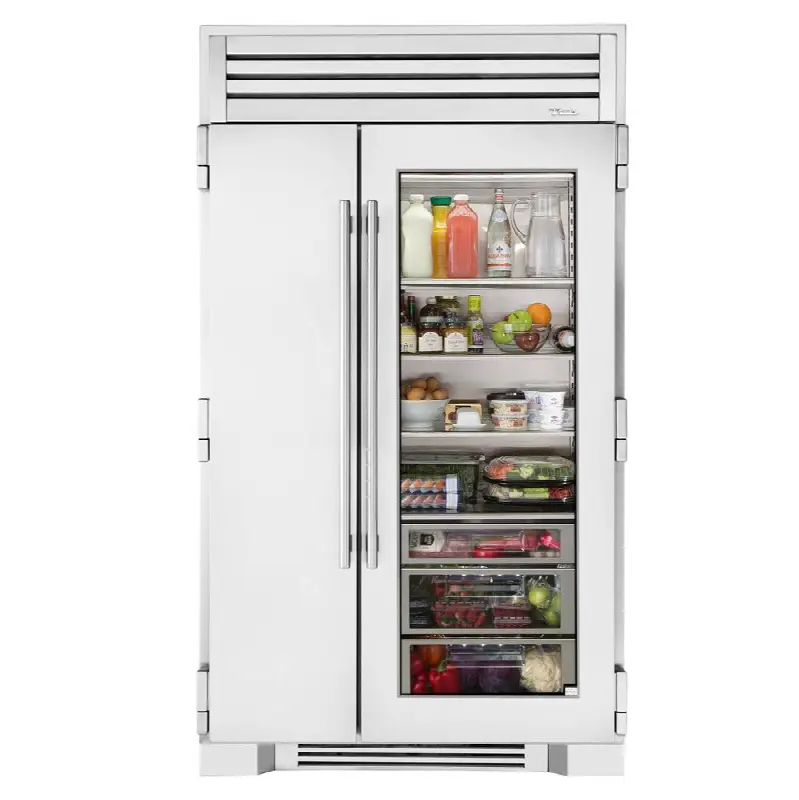 48Inch Side By Side Refrigerator/Freezer - Stainless Steel - Stainless Glass Door - Integrated Ice