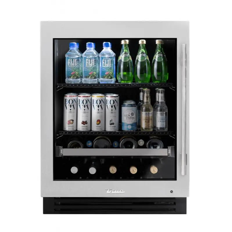 Stainless Glass - 2 Black Wire Shelves, 1 Wine & Floor Cradle - Hinge Left (Lg) - Build To Order