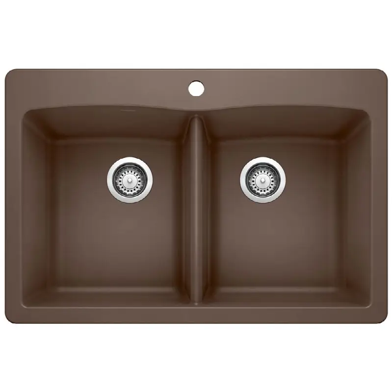 Diamond Silgranit 33" 50/50 Double Bowl Dual Mount Kitchen Sink