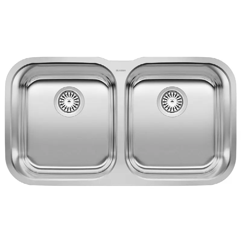 Stellar 33" 50/50 Double Bowl Undermount Stainless Steel Kitchen Sink