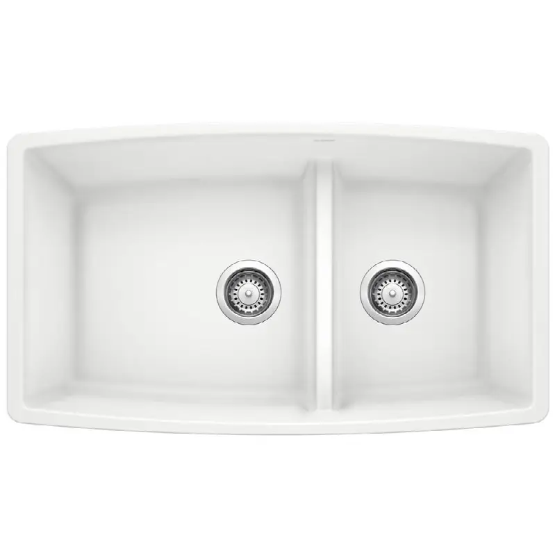 Performa Silgranit 33" 60/40 Double Bowl Undermount Kitchen Sink with Low Divide