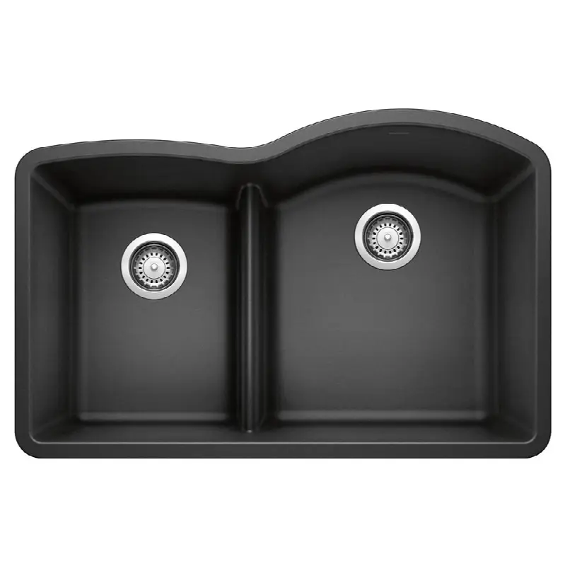Diamond Silgranit 32" 40/60 Reverse Double Bowl Undermount Kitchen Sink with Low Divide