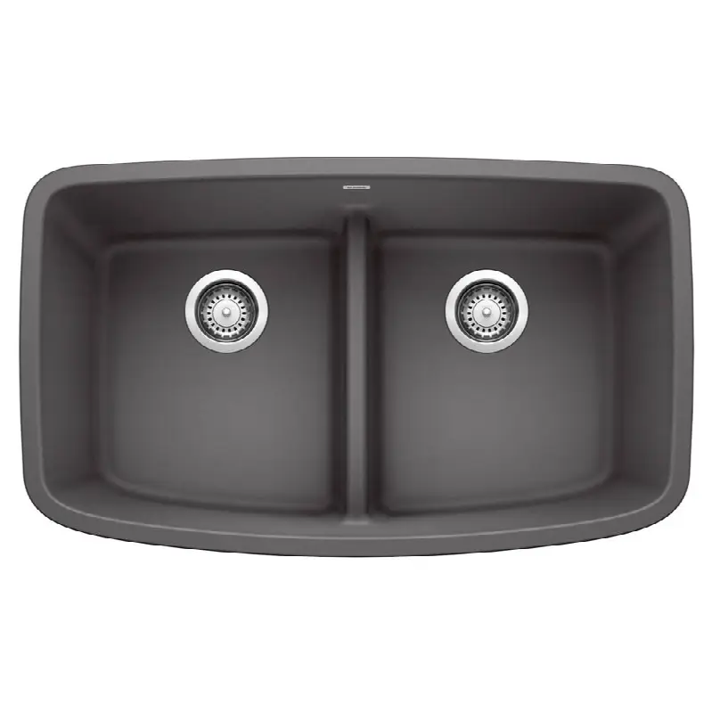 Valea Silgranit 32" 50/50 Double Bowl Undermount Kitchen Sink with Low Divide