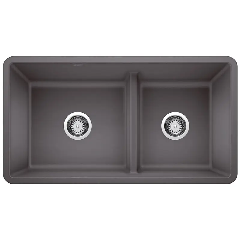 Precis Silgranit 33" 60/40 Reversible Double Bowl Undermount Kitchen Sink with Low Divide