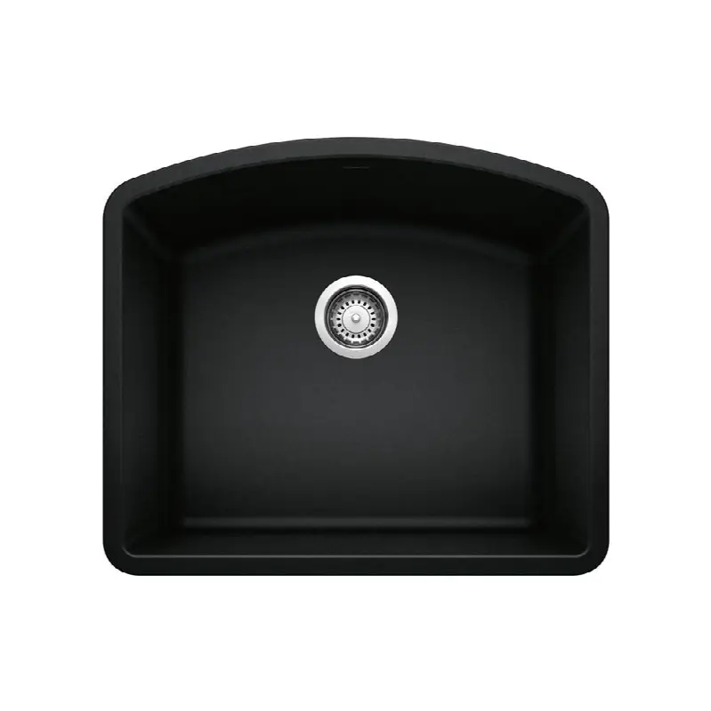 Diamond Silgranit 24" Single Bowl Undermount Kitchen Sink - Coal Black