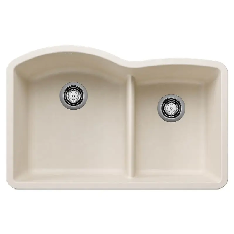 Diamond Silgranit 32" 60/40 Double Bowl Undermount Kitchen Sink with Low Divide