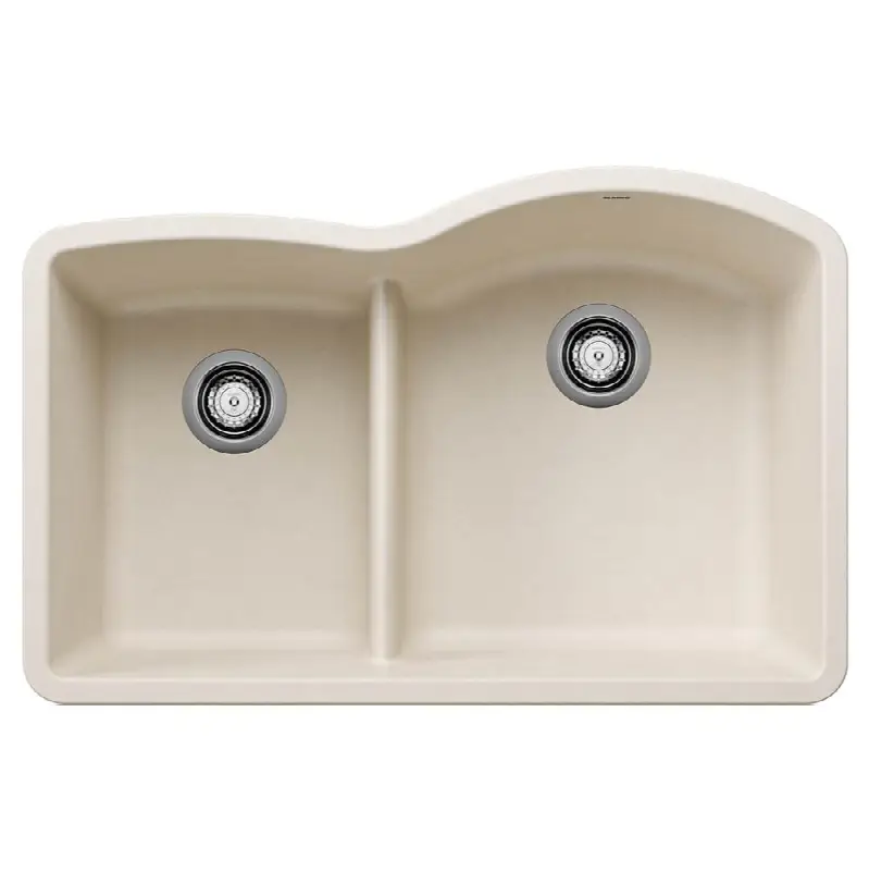 Diamond Silgranit 32" 40/60 Reverse Double Bowl Undermount Kitchen Sink with Low Divide