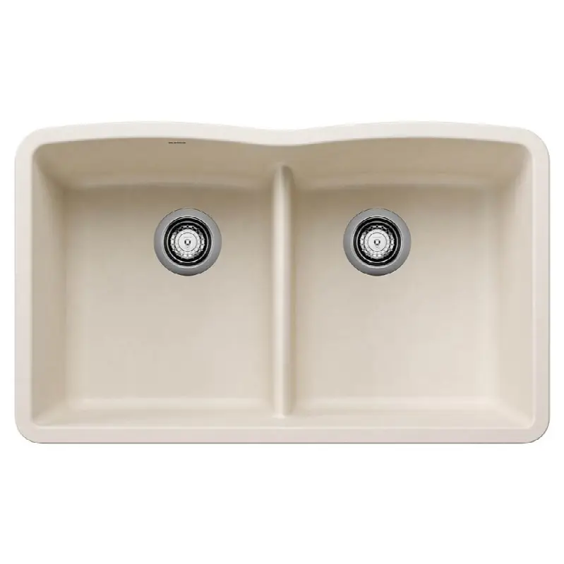 Diamond Silgranit 32" 50/50 Double Bowl Undermount Kitchen Sink with Low Divide