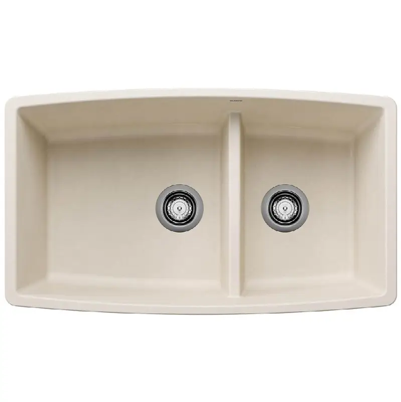 Performa Silgranit 33" 60/40 Double Bowl Undermount Kitchen Sink with Low Divide