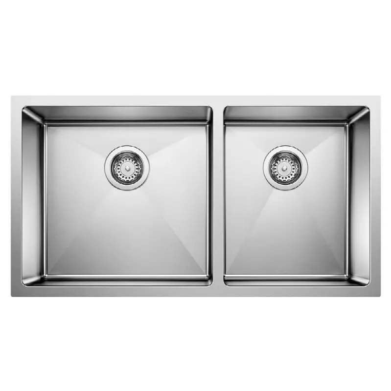 Quatrus R15 33" 60/40 Double Bowl Undermount Stainless Steel Kitchen Sink