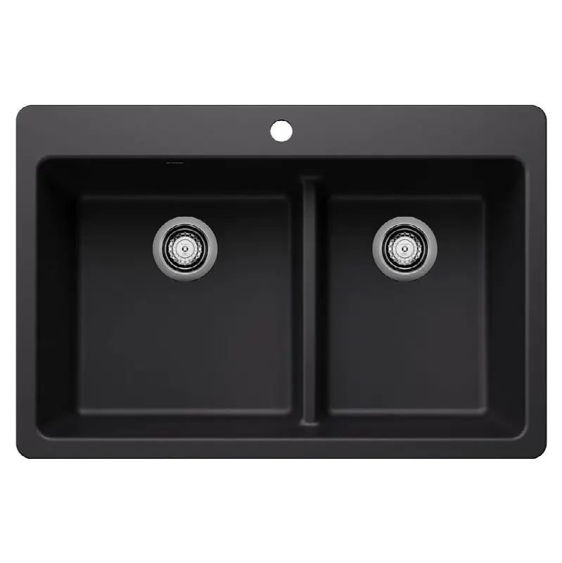 Liven Silgranit 33" 60/40 Double Bowl Dual Mount Kitchen Sink with Low Divide