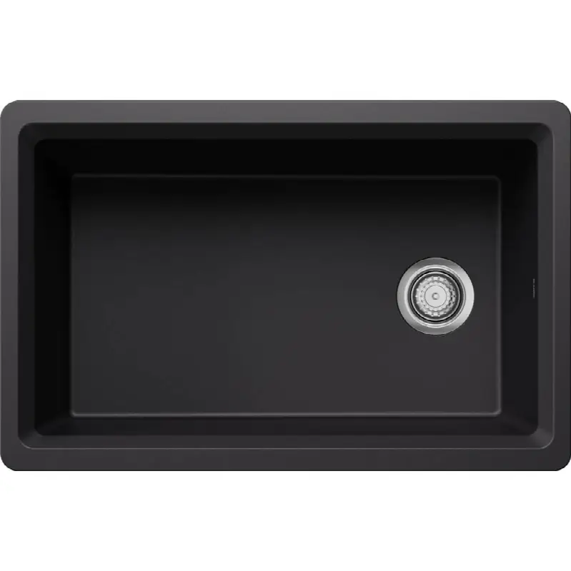 Inteos Silgranit 30" Single Bowl Reversible Undermount Workstation Kitchen Sink - Coal Black