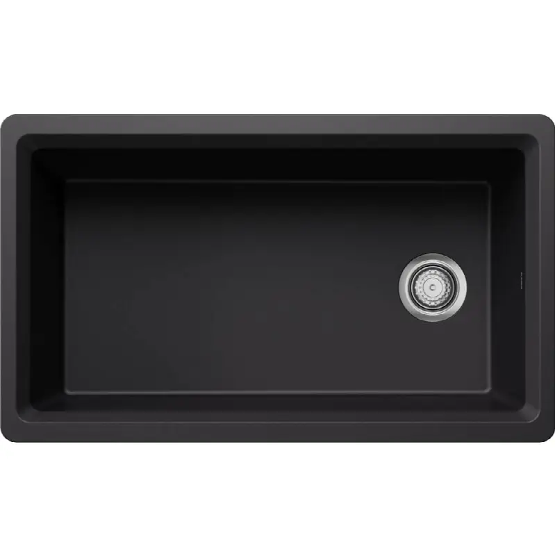 Inteos Silgranit 33" Single Bowl Reversible Undermount Workstation Kitchen Sink - Coal Black