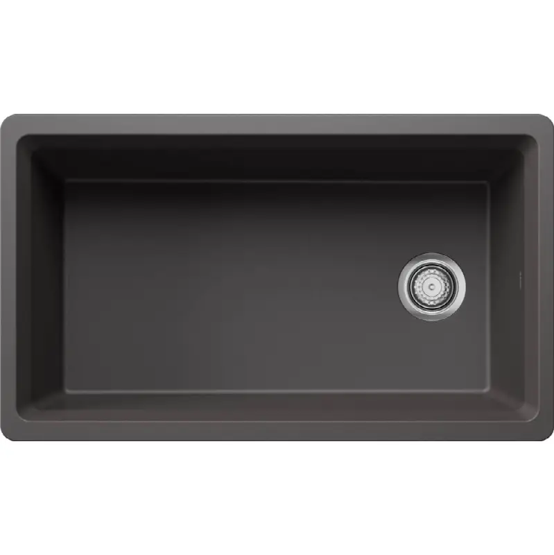 Inteos Silgranit 33" Single Bowl Reversible Undermount Workstation Kitchen Sink - Cinder
